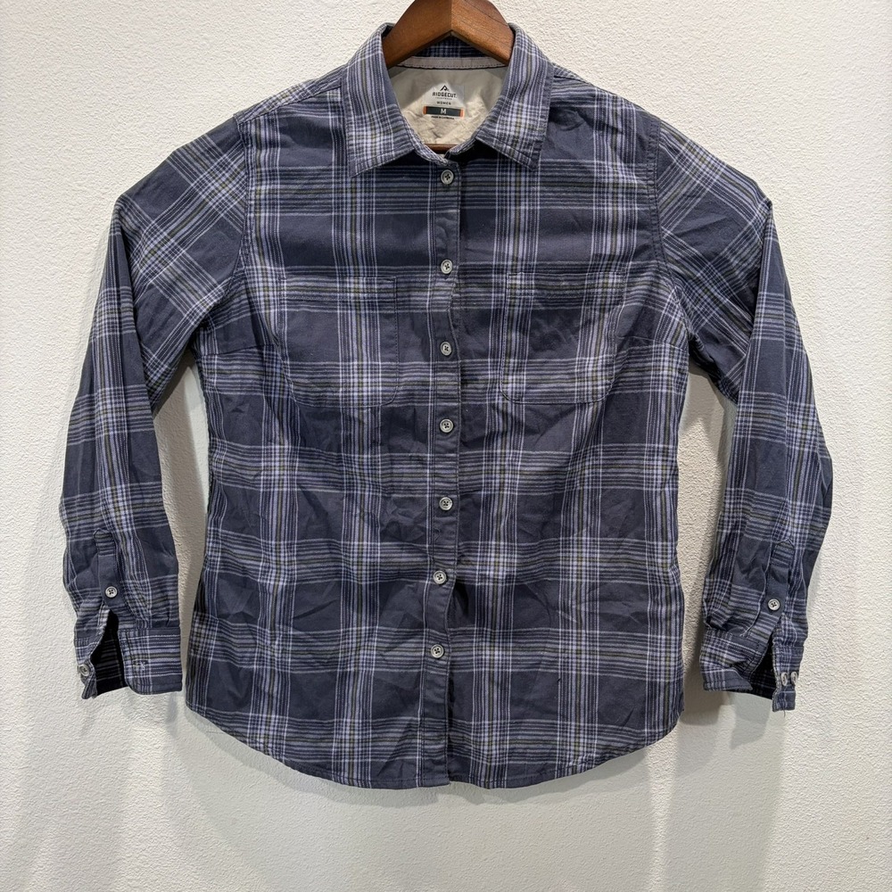 Ridgecut Women's Plaid Flannel Button-Down Shirt – Size Medium Blue